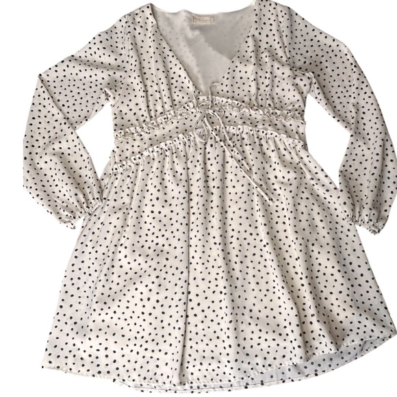 Dress Altar'd State White and Black Polka Dots - Picture 1 of 16